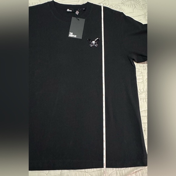 NWT The Kooples Flocked Skull Butterfly Tee Black Cotton - Picture 14 of 14